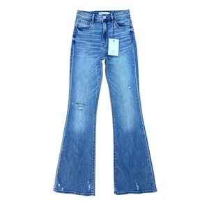 New Hidden Happi High Rise Stretch Distressed Flare Jeans